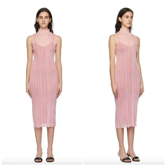 Herve Leger Semi-Sheer Ribbed Dress - Picture 2 of 6